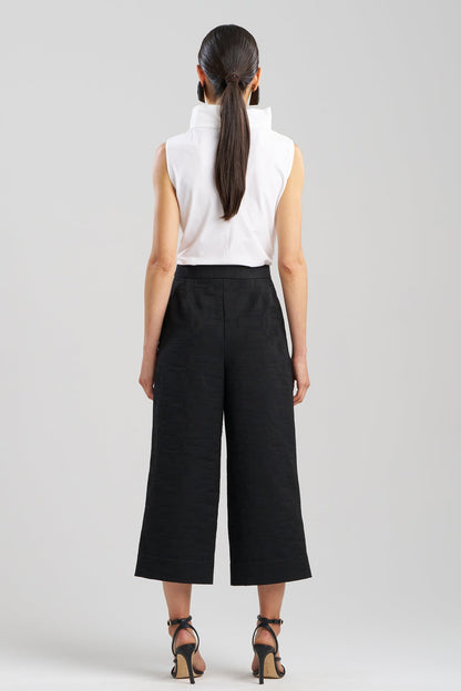 Buy Geo Texture Jacquard Wide Leg Cropped Pants online Black