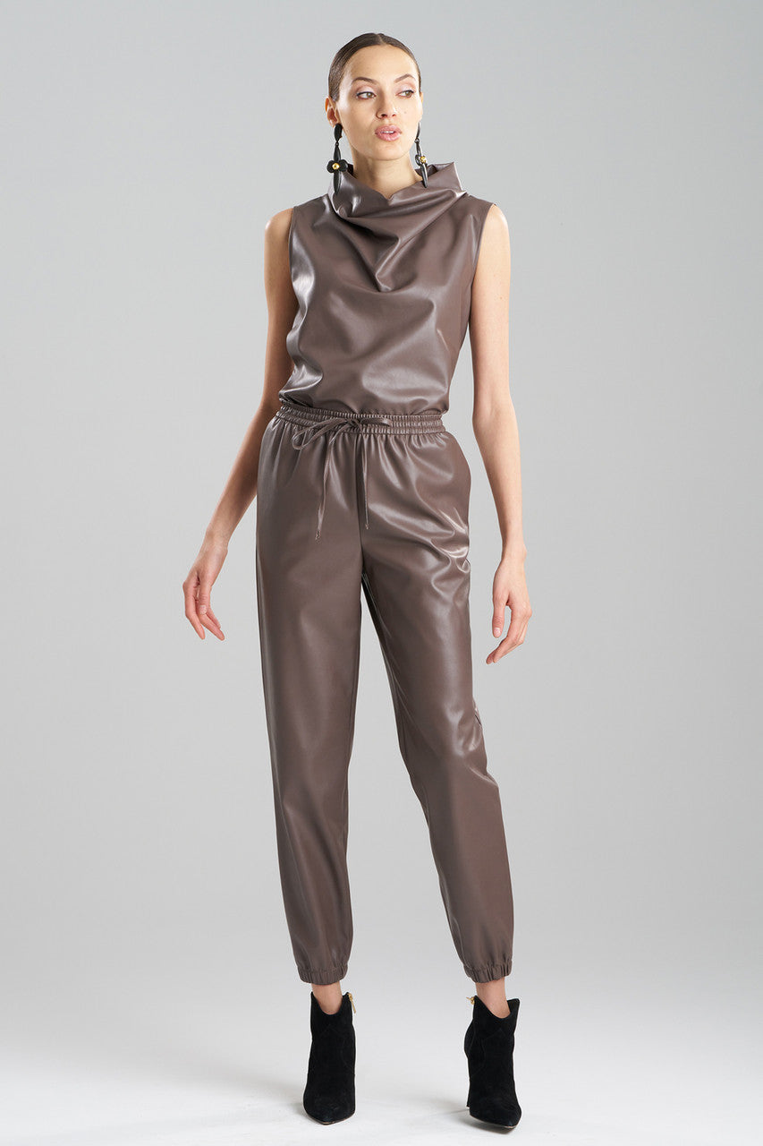 Buy Vegan Luxe Lambskin Jogger Pants in Taupe Online Taupe