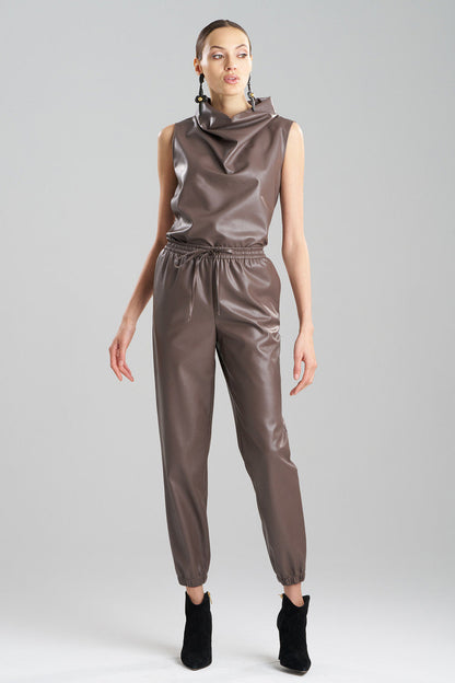 Buy Vegan Luxe Lambskin Jogger Pants in Taupe Online Taupe