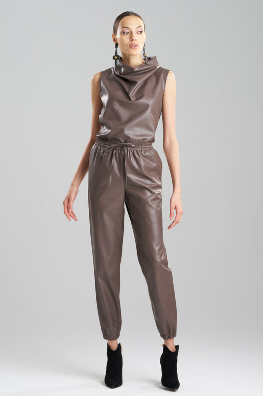 Buy Vegan Luxe Lambskin Jogger Pants in Taupe Online Taupe