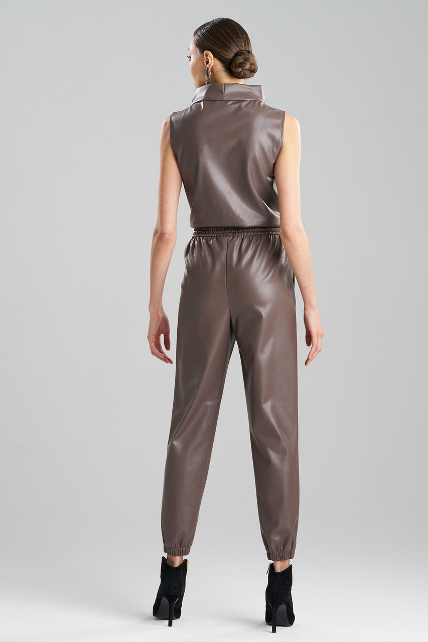 Buy Vegan Luxe Lambskin Jogger Pants in Taupe Online Taupe