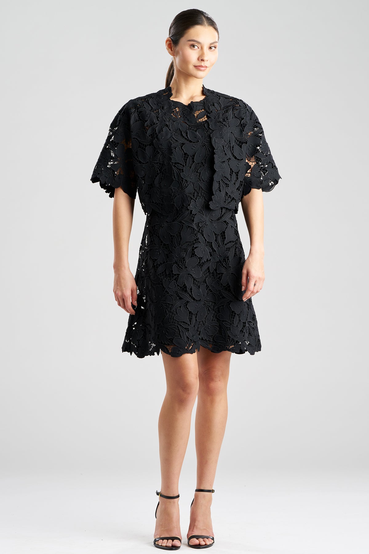 Peony Floral Lace Bolero Black