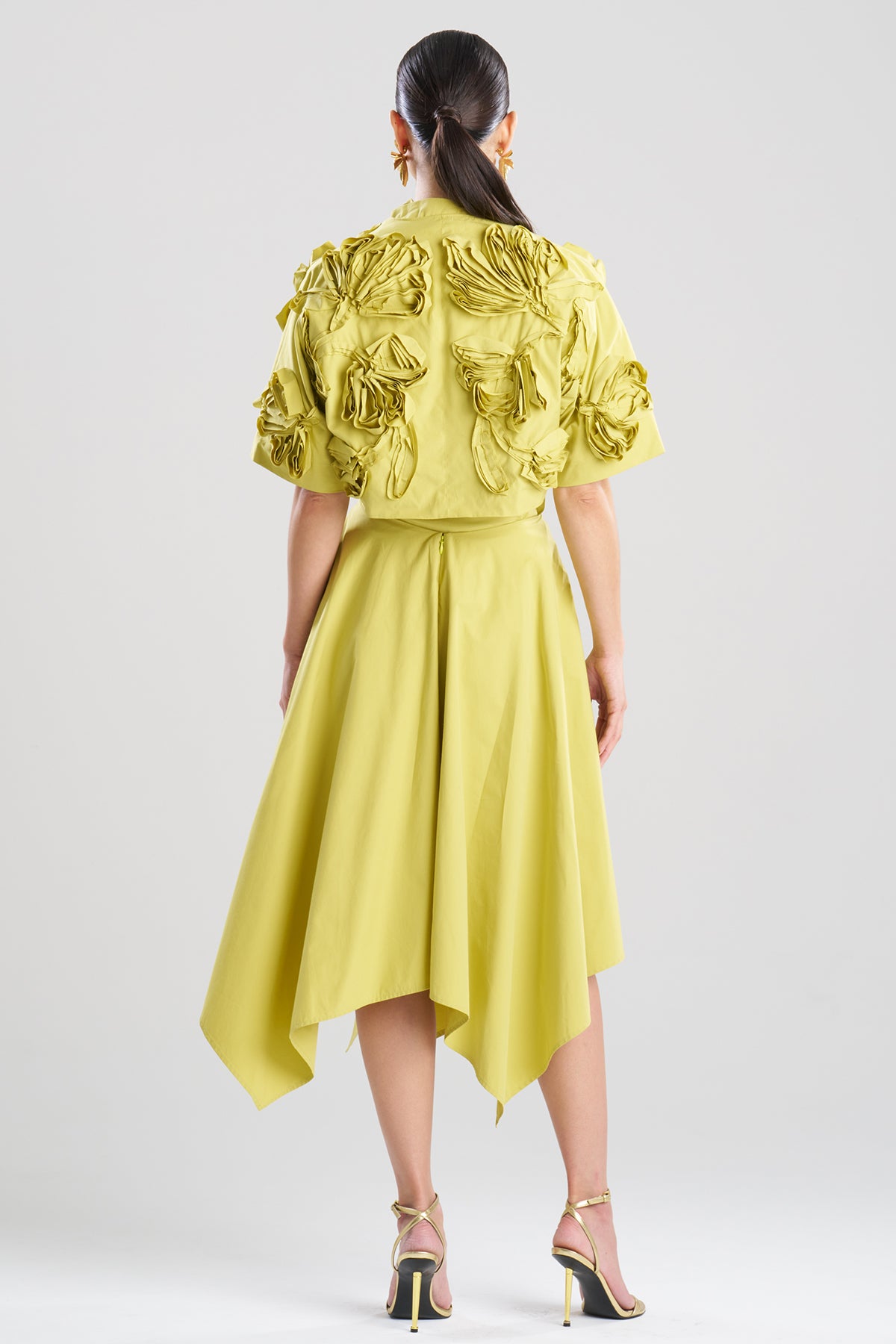 Tech Cotton Taffeta 3D Embroidered Bolero Chartreuse
