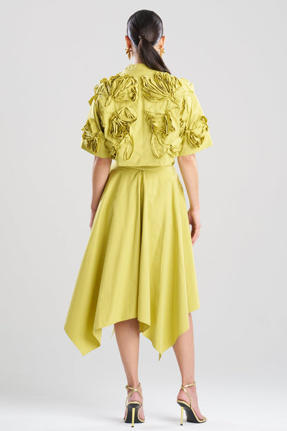 Tech Cotton Taffeta 3D Embroidered Bolero Chartreuse
