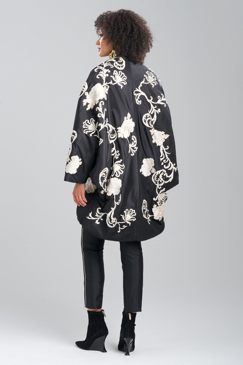 Buy Couture Silk Taffeta Embroidered Coat in Black Online Black