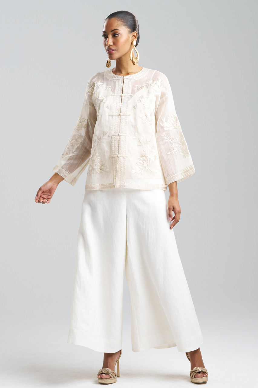 Buy Couture Piña Embroidered Mandarin Jacket in Natural Online Natural