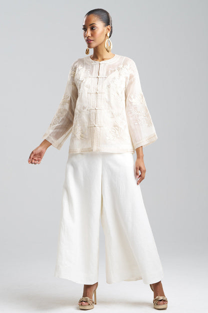 Buy Couture Piña Embroidered Mandarin Jacket in Natural Online Natural