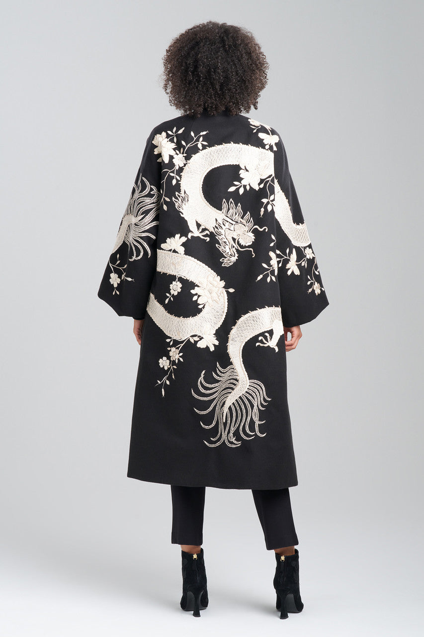 Buy Couture Felt Embroidered Dragon Coat in Black Online Black