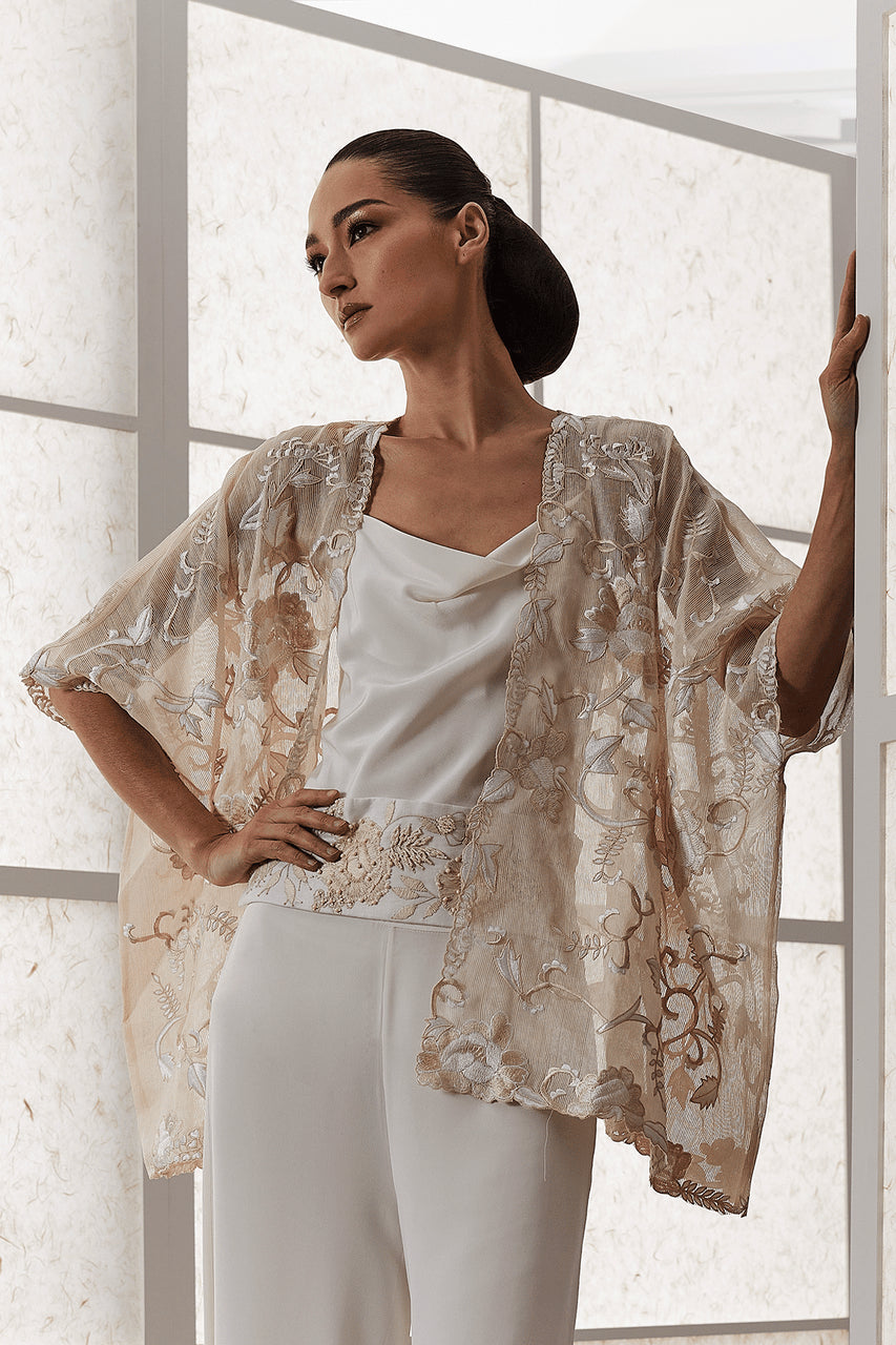 Buy Couture Piña Embroidered Jacket in Natural Online Natural