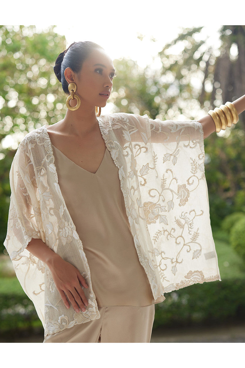 Buy Couture Piña Embroidered Jacket in Natural Online Natural