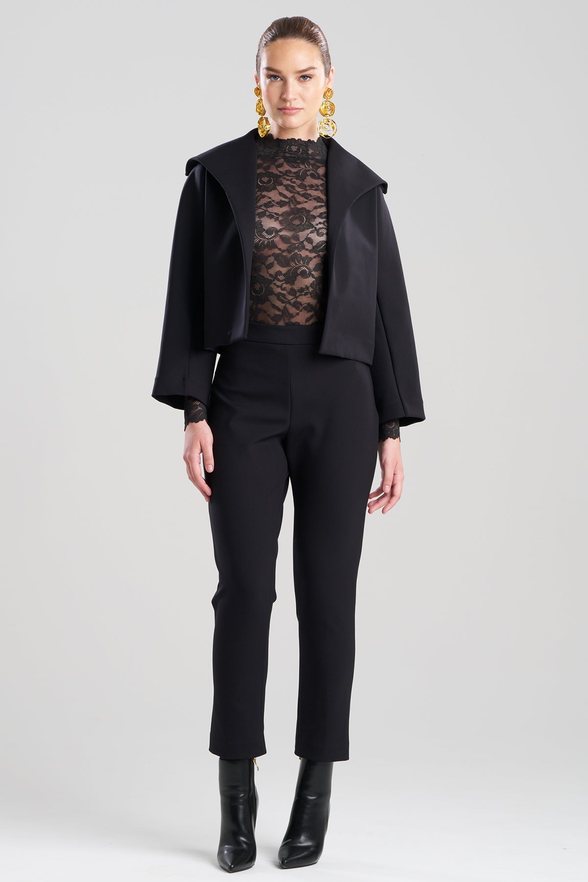 Techno Crepe Stand Collar Jacket Black