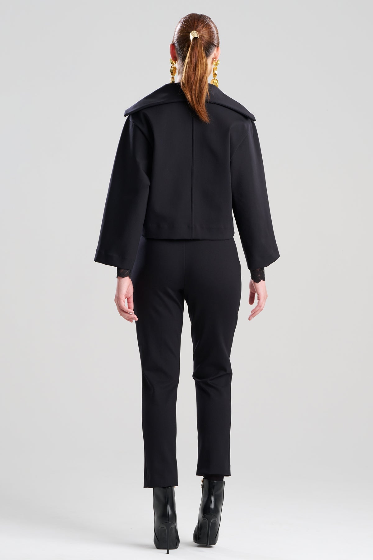 Techno Crepe Stand Collar Jacket Black