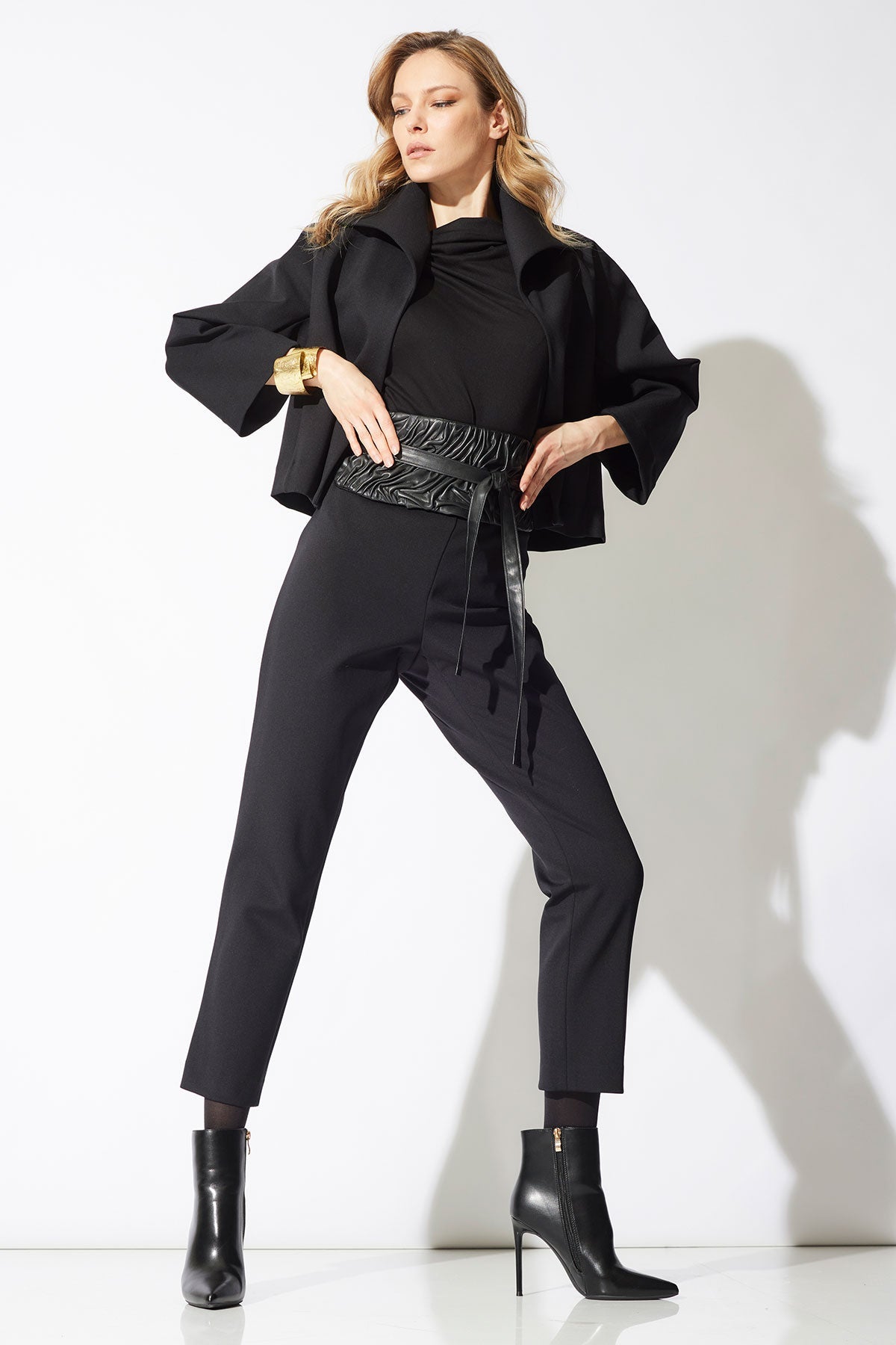 Techno Crepe Stand Collar Jacket Black