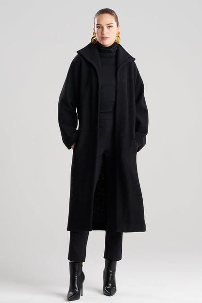 Boiled Wool Stand Collar Coat Black