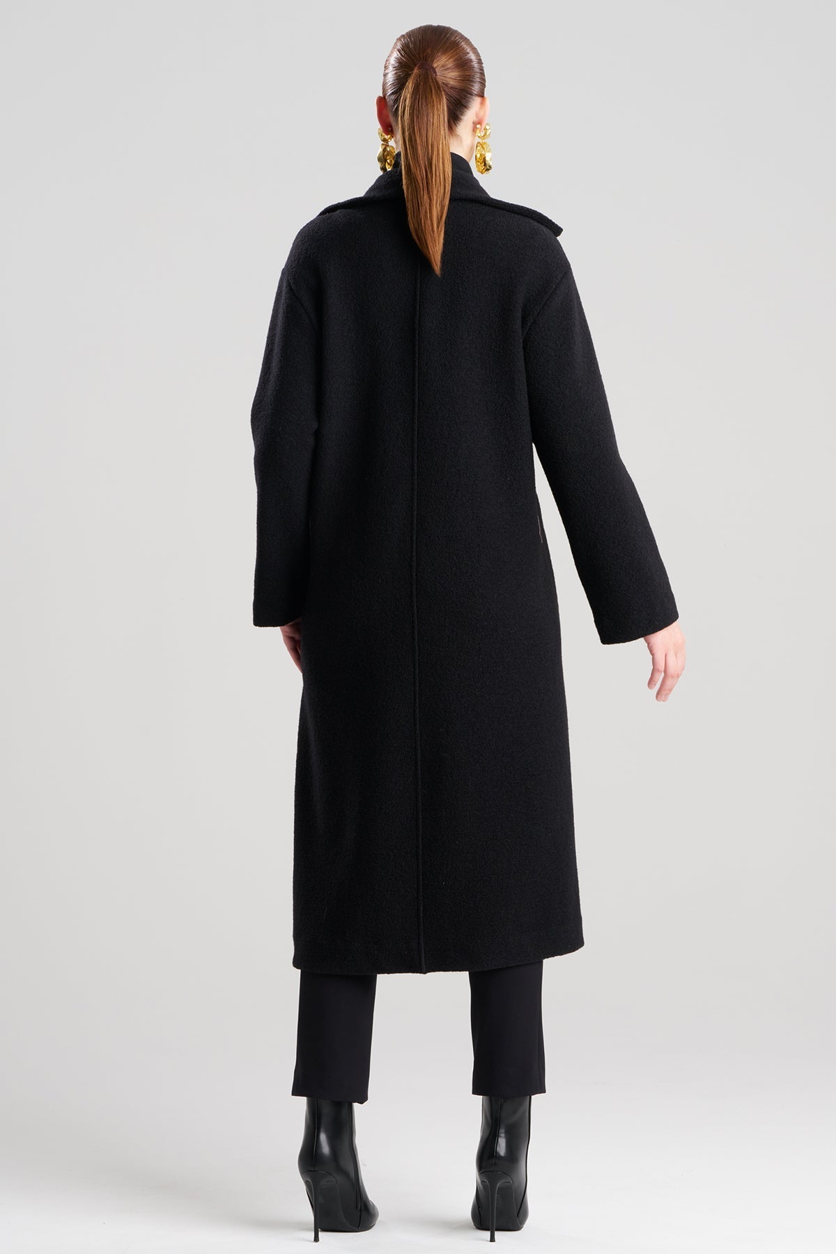 Boiled Wool Stand Collar Coat Black