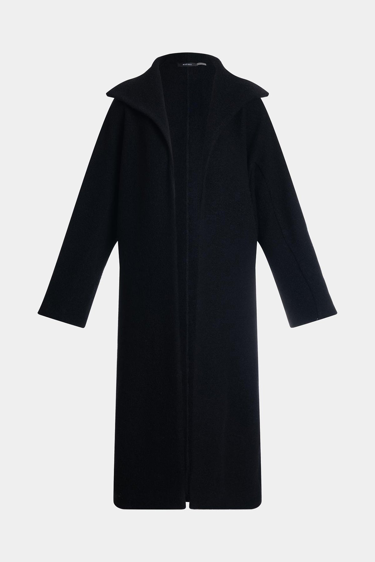Boiled Wool Stand Collar Coat Black
