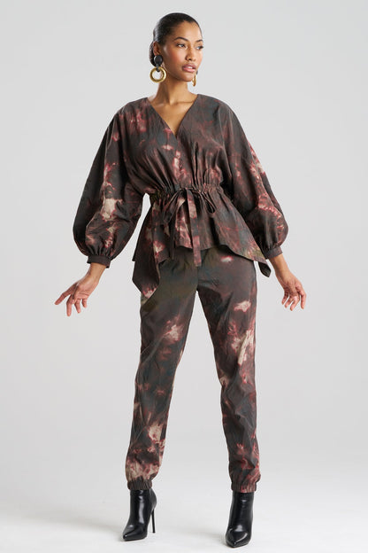 Niji Tie Dye Taffeta Voluminous Sleeve Jacket Green