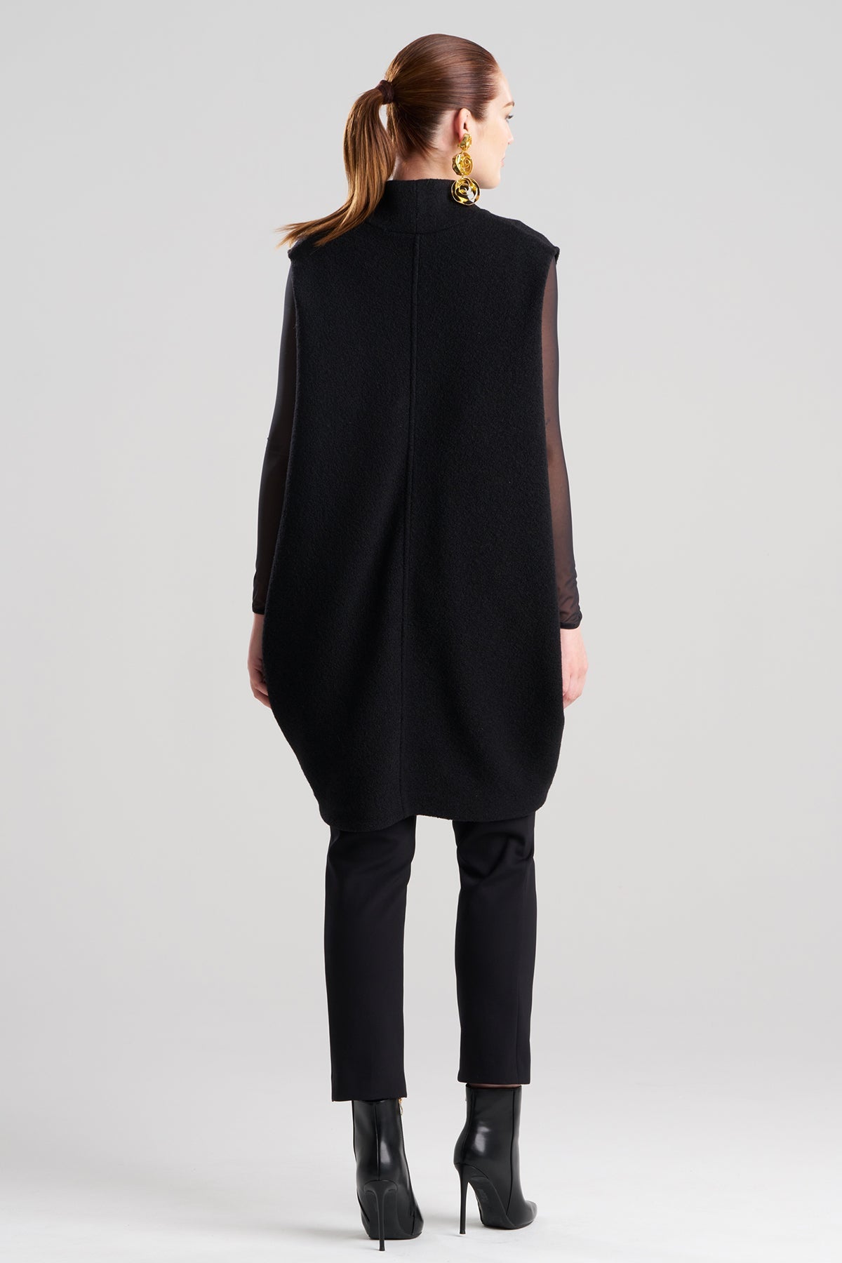 Boiled Wool Patch Pocket Vest Black