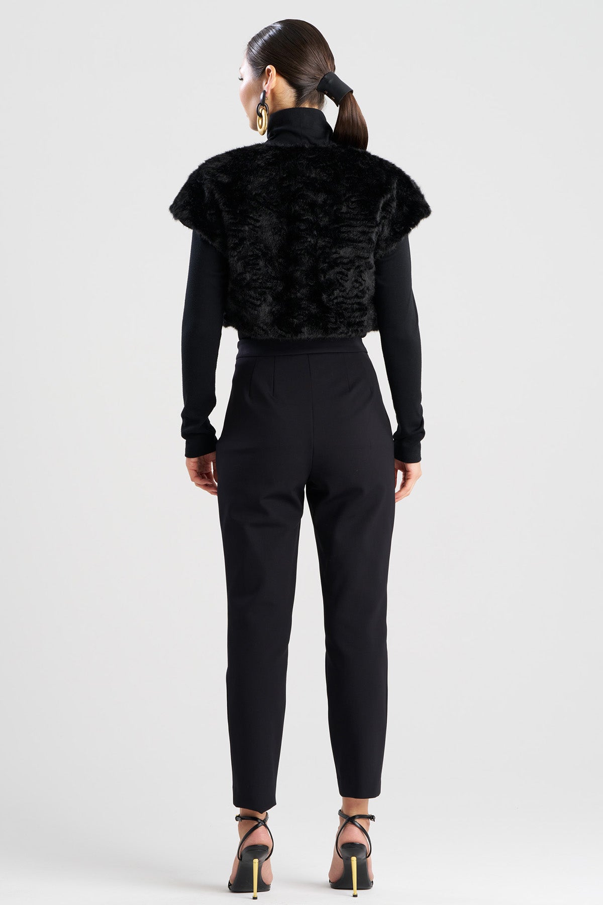 Astrakhan Faux Fur Bolero Black