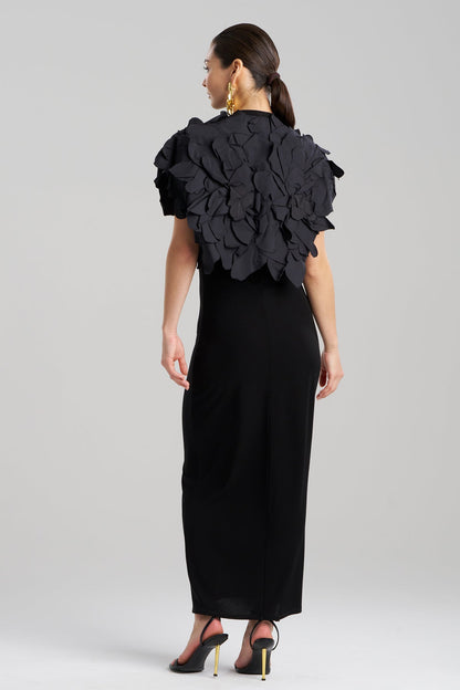 Tech Cotton Taffeta Embroidered Floral Bolero Black