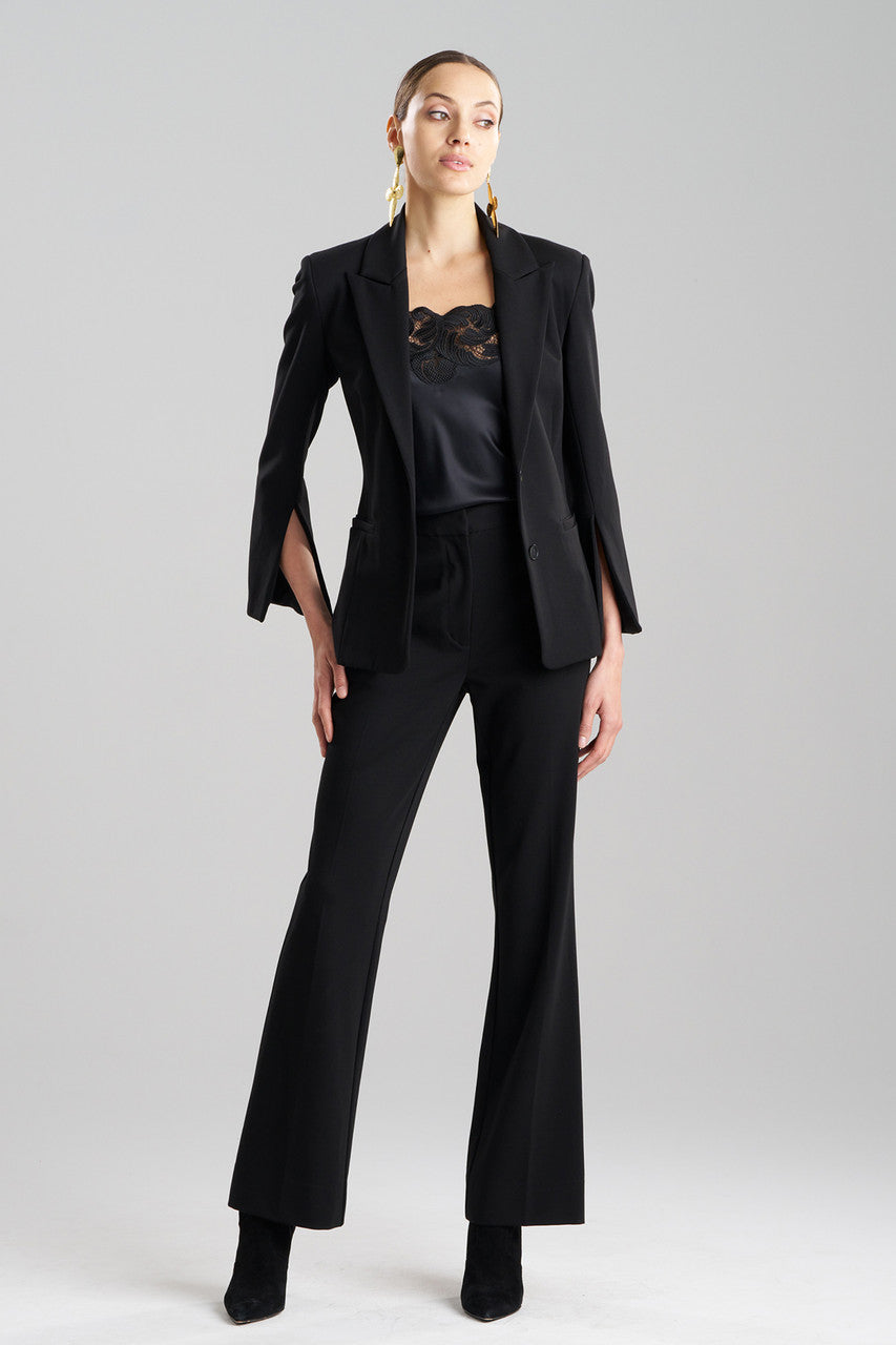 Buy Compact Knit Two Button Lapel Blazer in Black Online Black