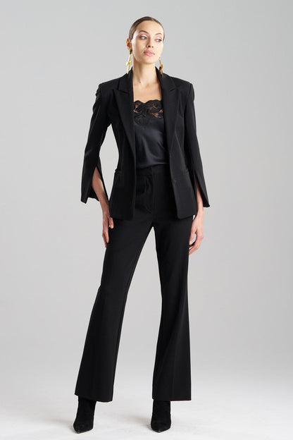 Buy Compact Knit Two Button Lapel Blazer in Black Online Black