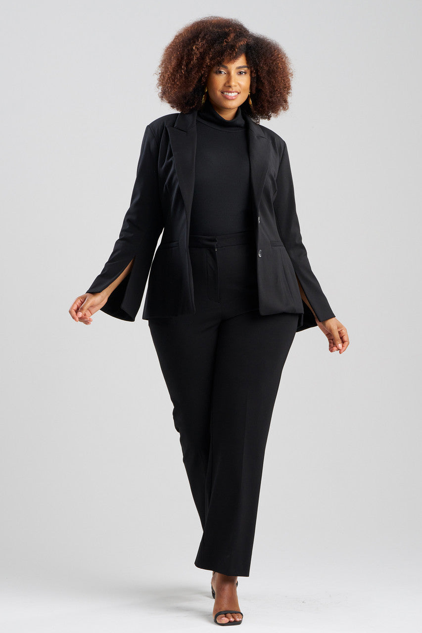 Buy Compact Knit Two Button Lapel Blazer in Black Online Black
