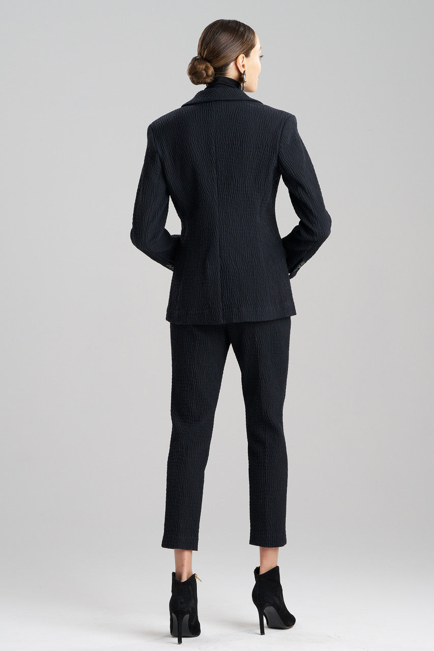 Buy Textured Cotton Jacquard Jacket in Black Online Black