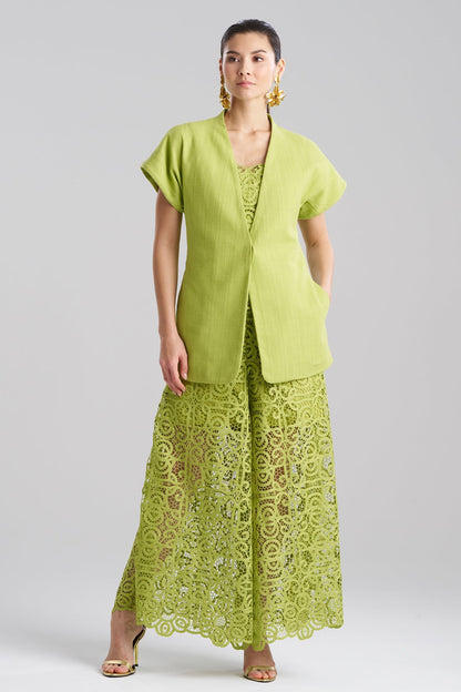 Basketweave Cotton Kimono Jacket Pear