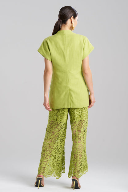 Basketweave Cotton Kimono Jacket Pear