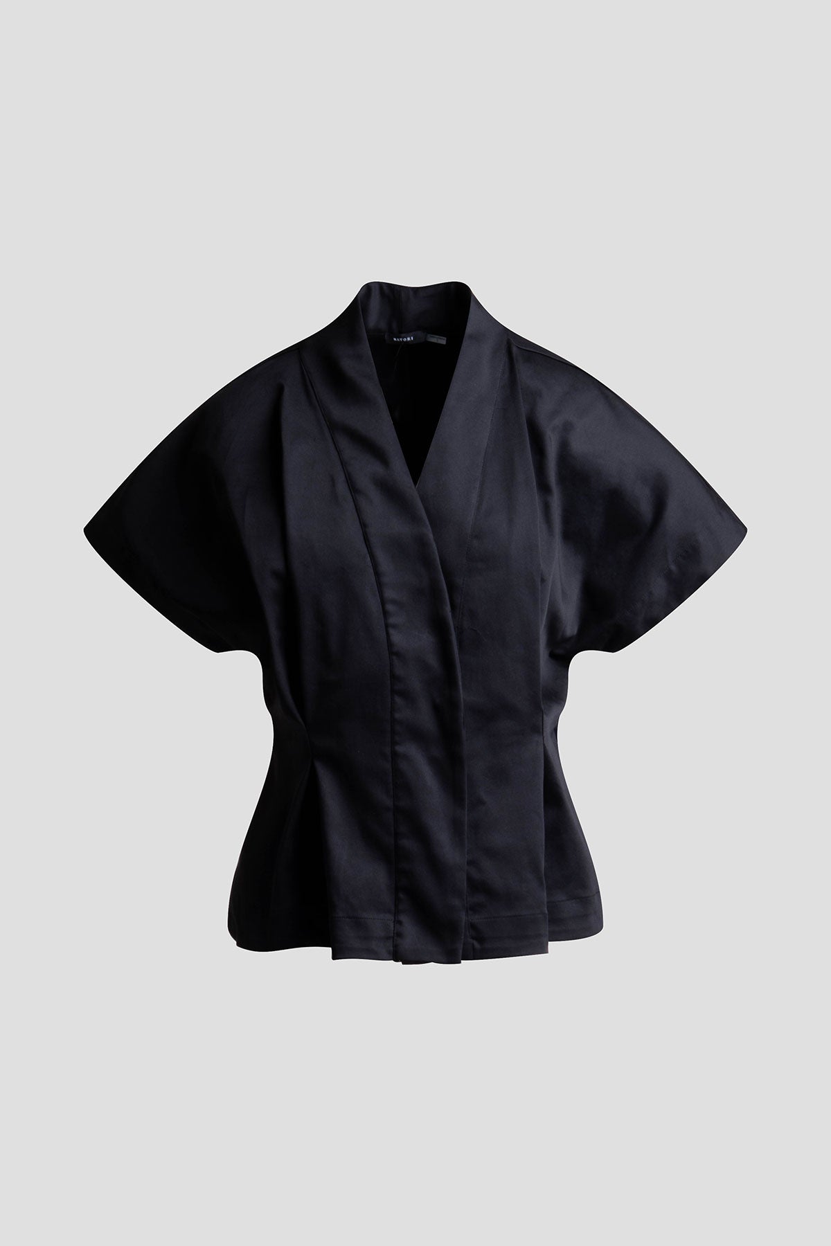 Cotton Chino Pleated Cap Sleeve Jacket Black