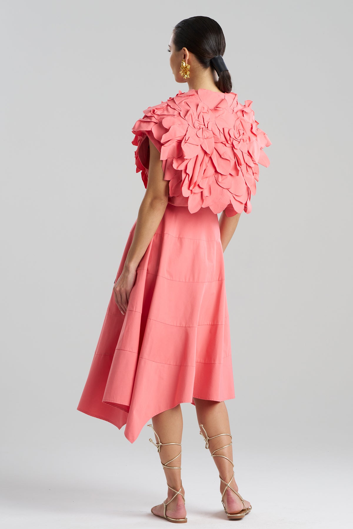 Tech Cotton Taffeta Embroidered Floral Bolero Flamingo Pink