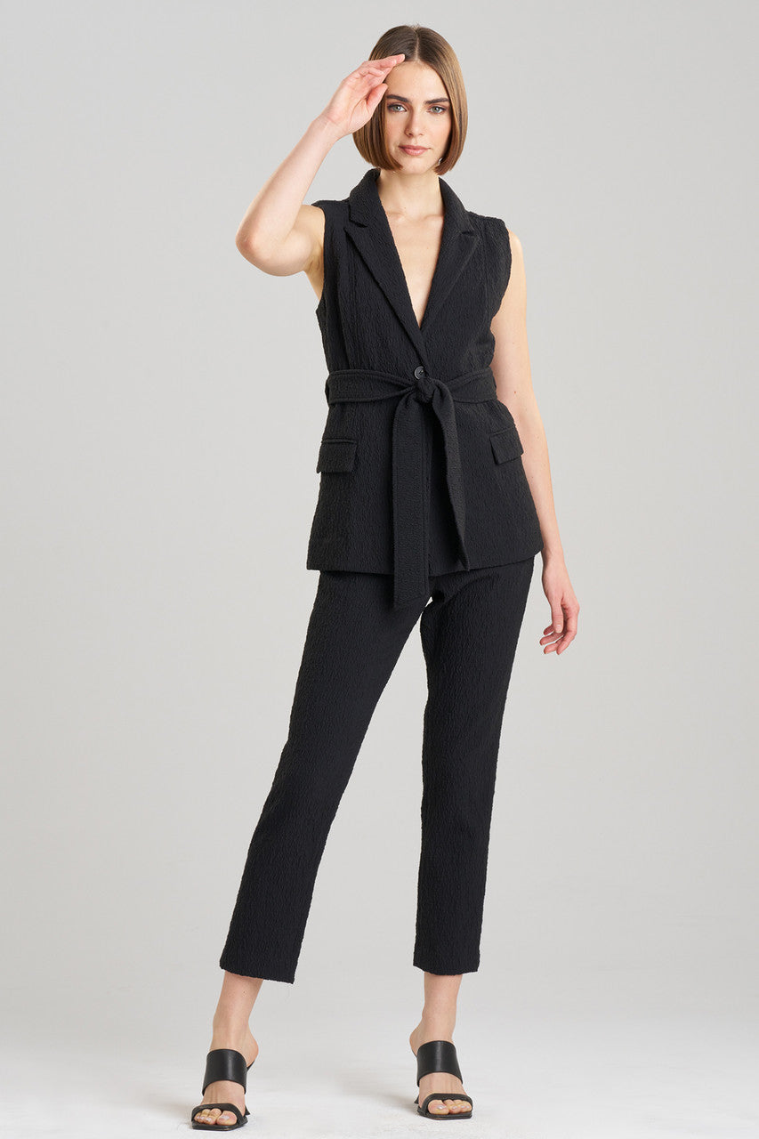 Buy Stretch Texture Jacquard Sleeveless Jacket in Black Online Black