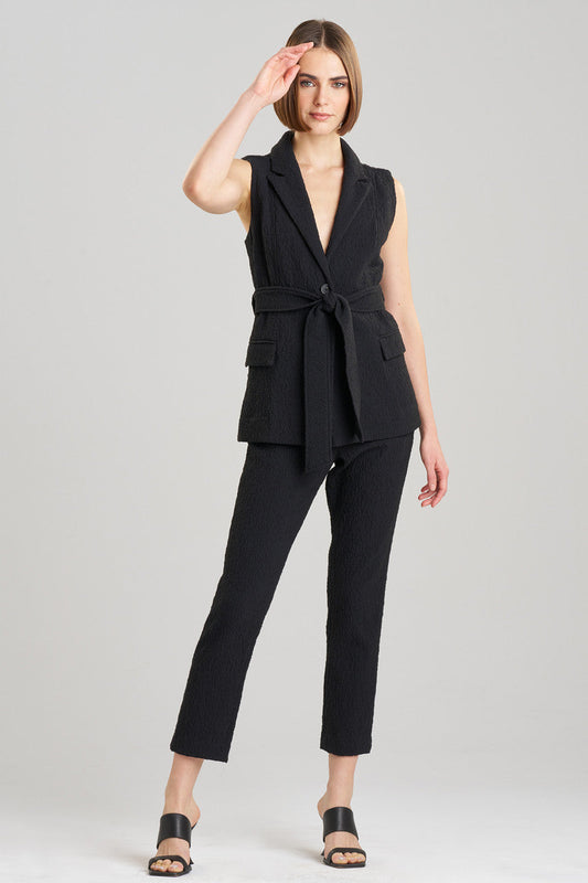 Buy Stretch Texture Jacquard Sleeveless Jacket in Black Online Black
