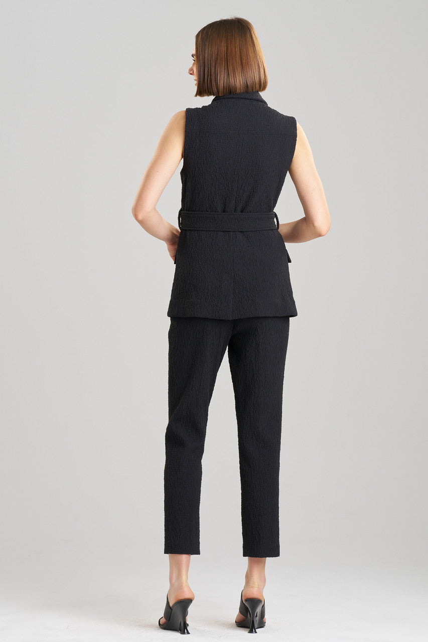 Buy Stretch Texture Jacquard Sleeveless Jacket in Black Online Black