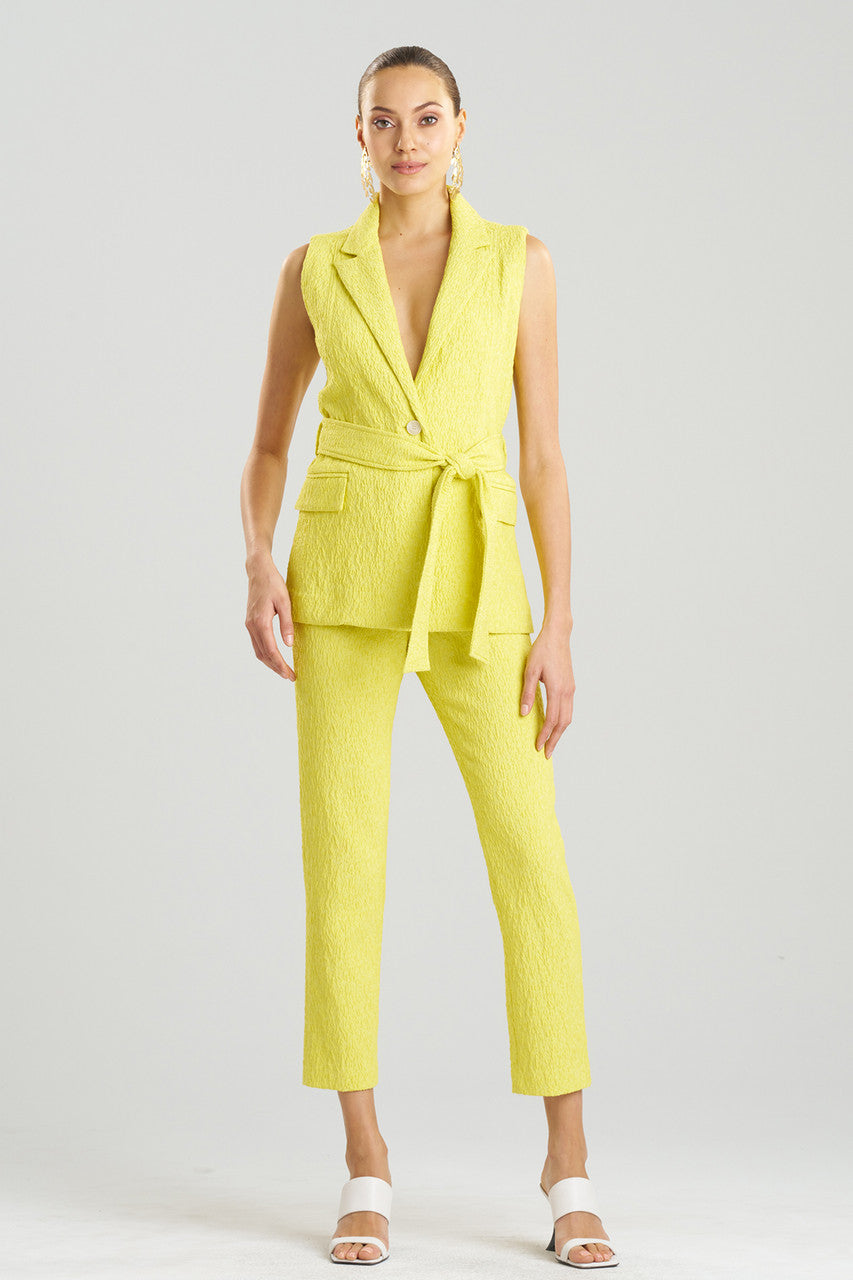 Buy Stretch Texture Jacquard Sleeveless Jacket in Limoncello Online Limoncello