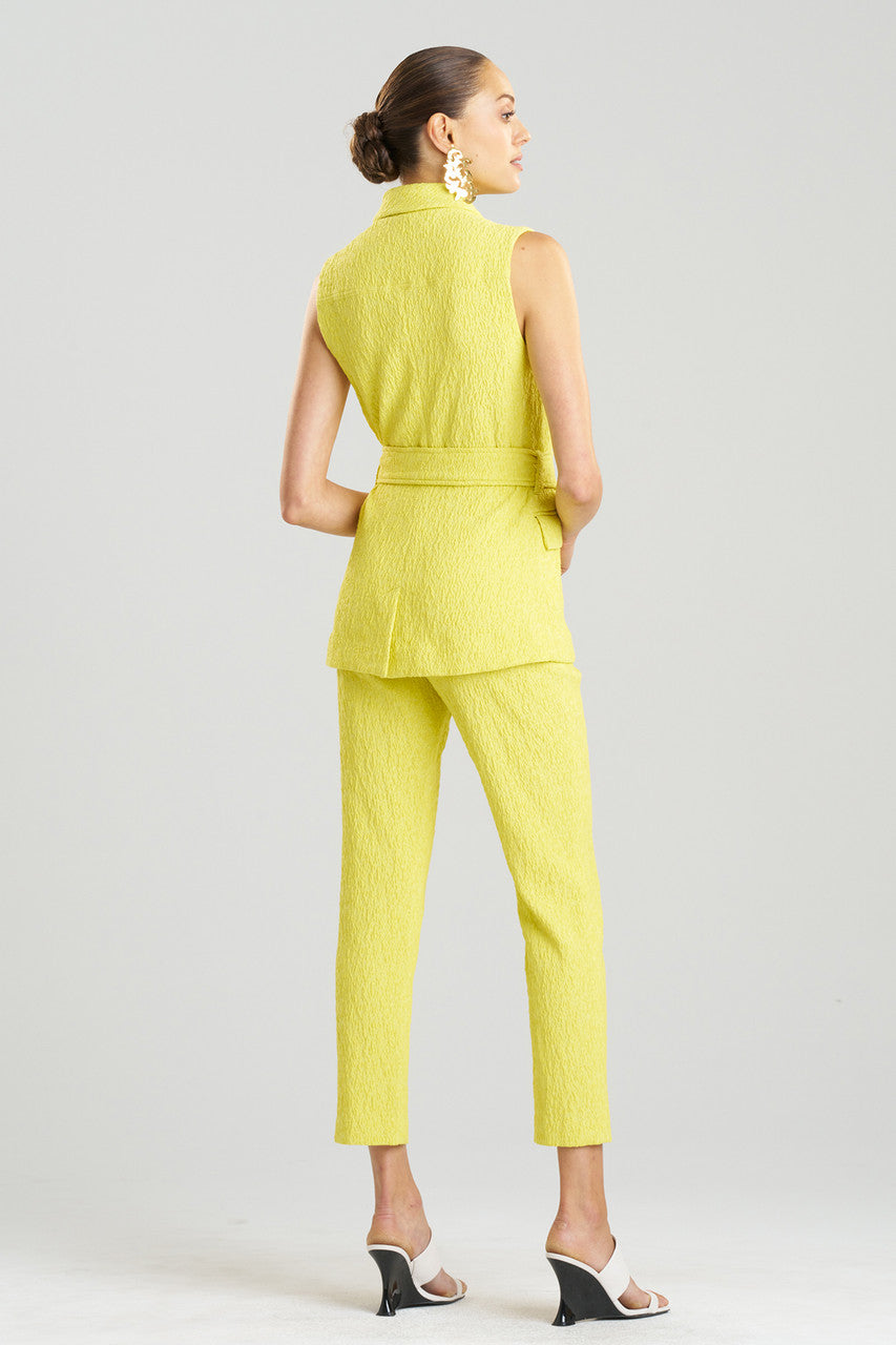 Buy Stretch Texture Jacquard Sleeveless Jacket in Limoncello Online Limoncello