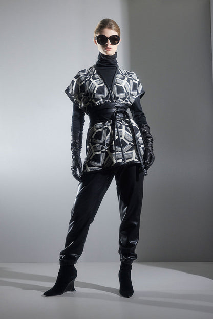 Buy Yantra Poncho Wrap in Black/White Online Black/White