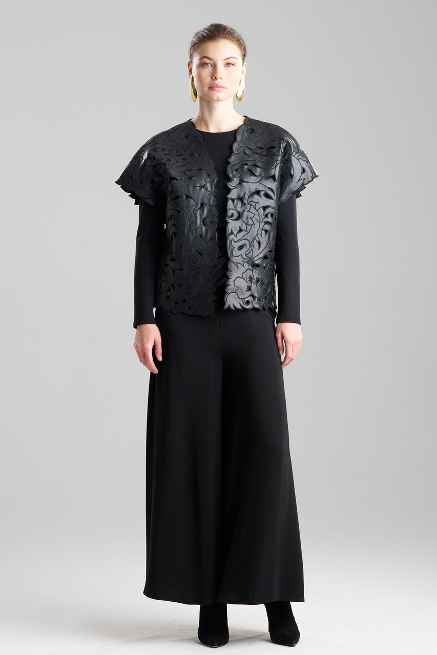 Buy Vegan Luxe Lambskin Embroidered Vest in Black Online Black