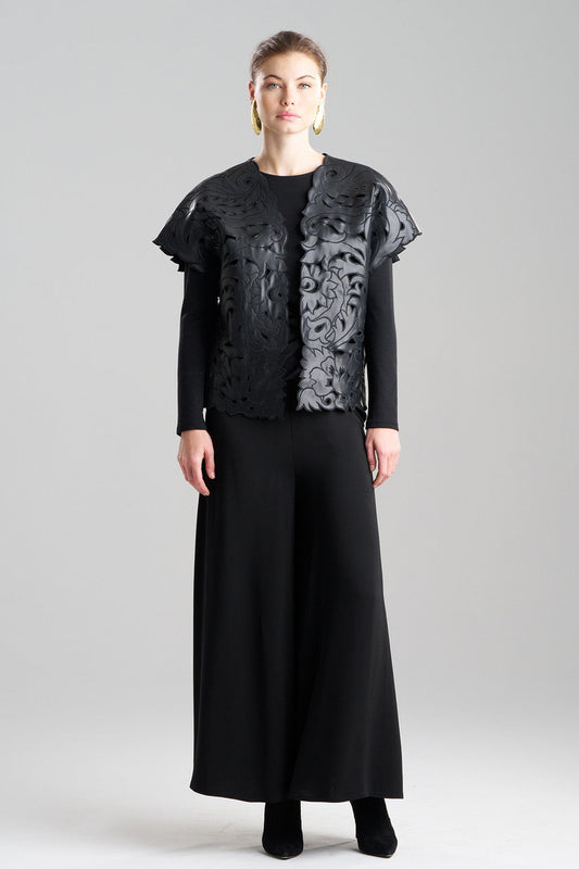Buy Vegan Luxe Lambskin Embroidered Vest in Black Online Black