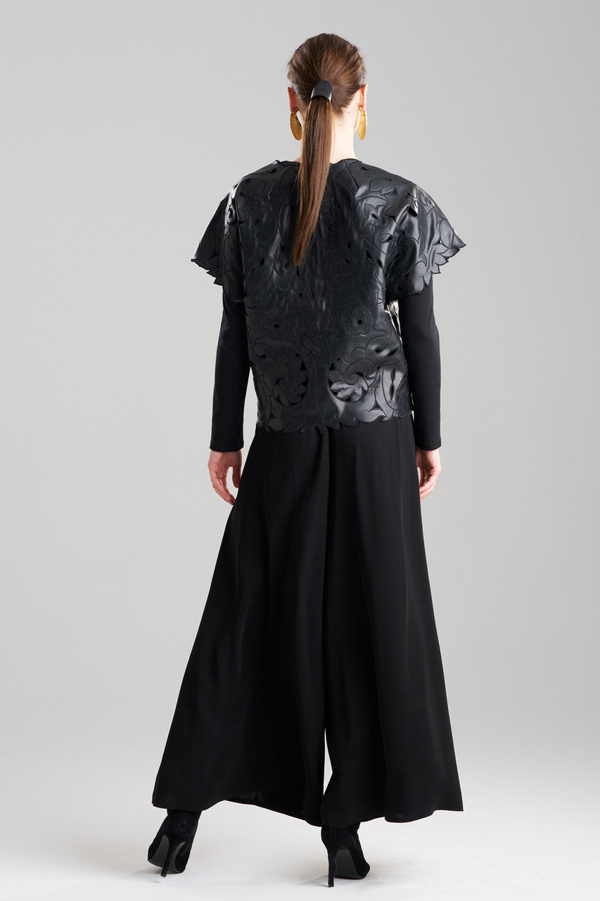 Buy Vegan Luxe Lambskin Embroidered Vest in Black Online Black