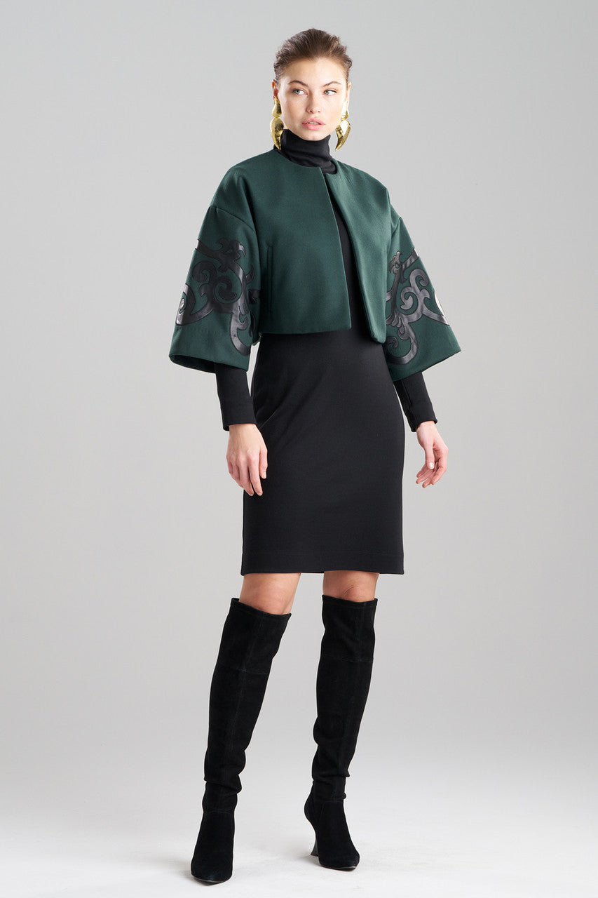 Buy Felt Embroidered Cropped Jacket in Bottle Green Online Bottle Green