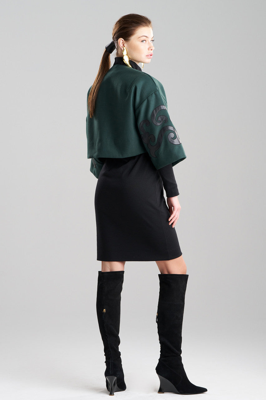 Buy Felt Embroidered Cropped Jacket in Bottle Green Online Bottle Green