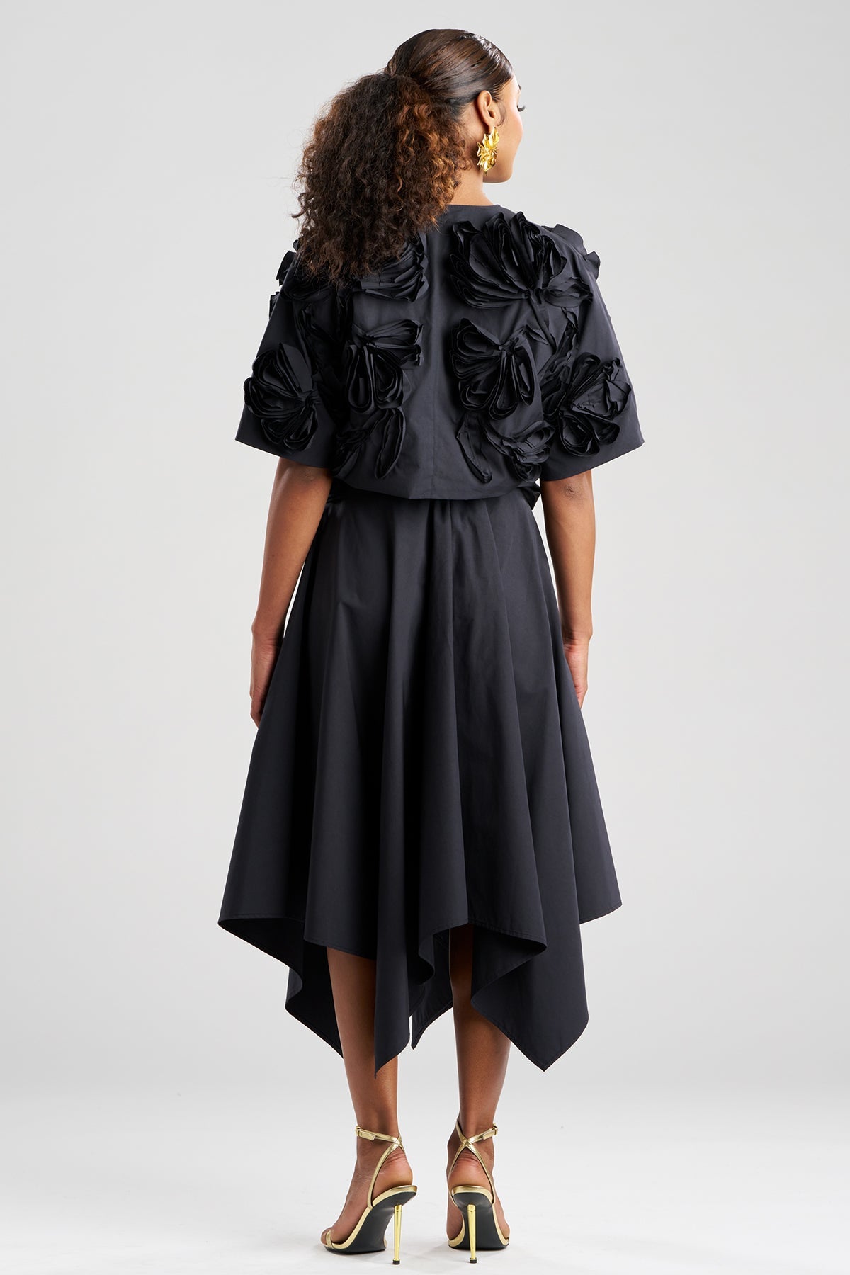 Tech Cotton Taffeta 3D Embroidered Bolero Black