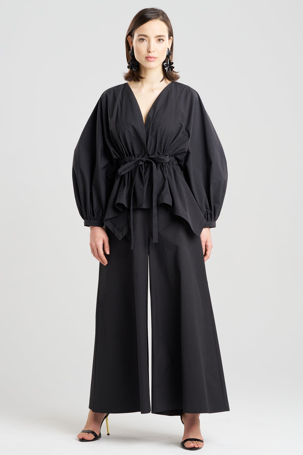 Tech Cotton Taffeta Voluminous Sleeve Jacket Black