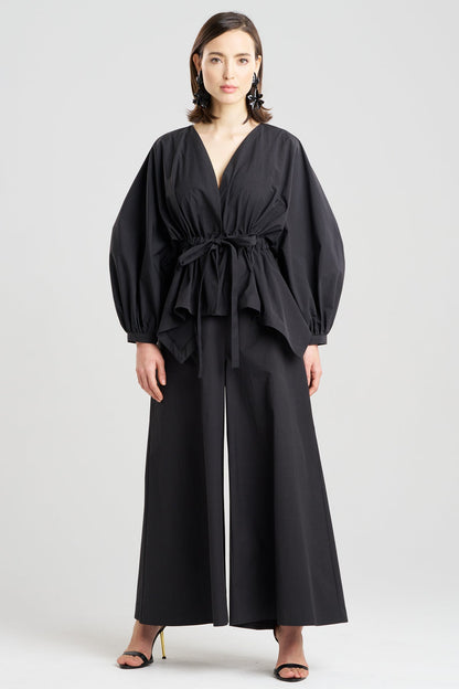 Tech Cotton Taffeta Voluminous Sleeve Jacket Black