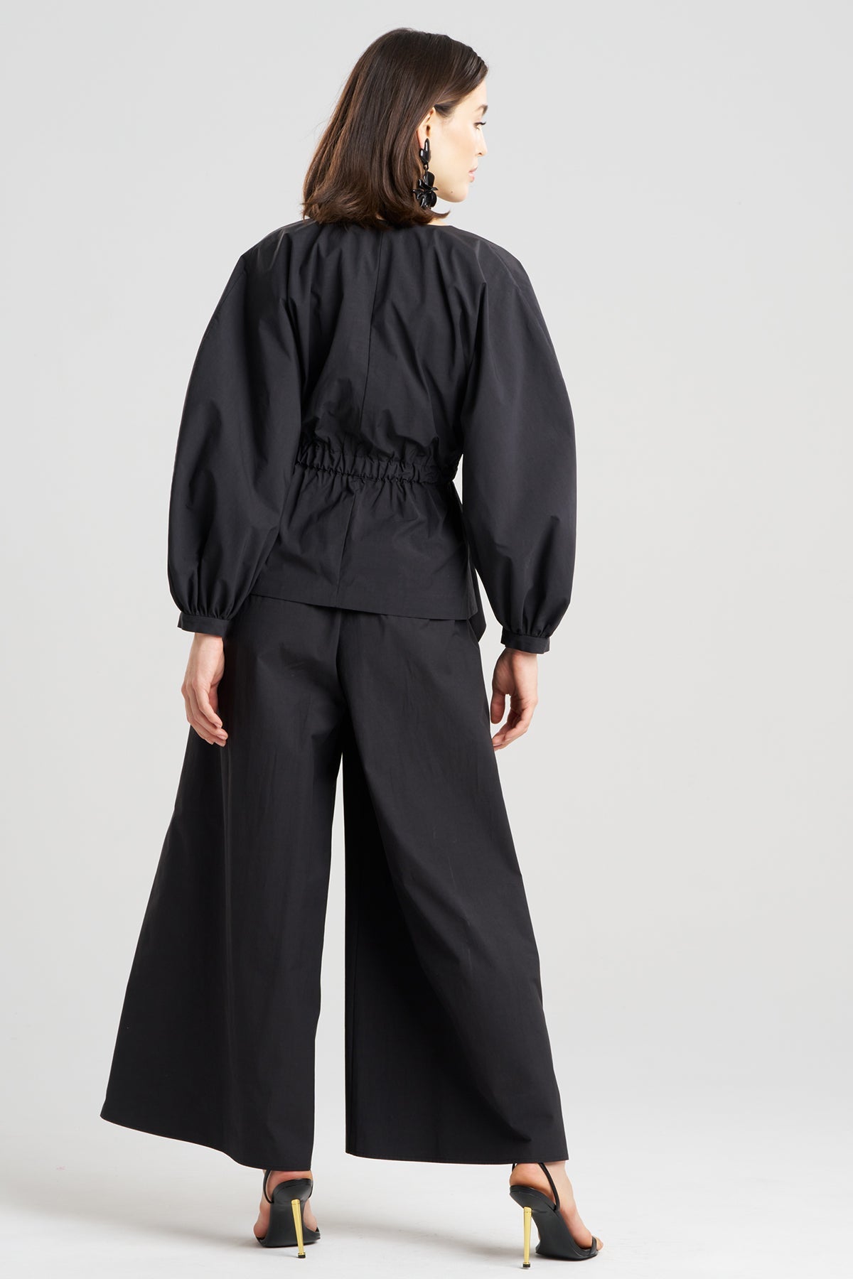 Tech Cotton Taffeta Voluminous Sleeve Jacket Black