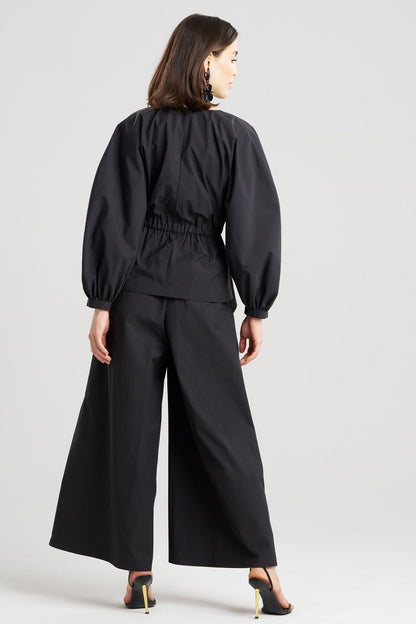Tech Cotton Taffeta Voluminous Sleeve Jacket Black