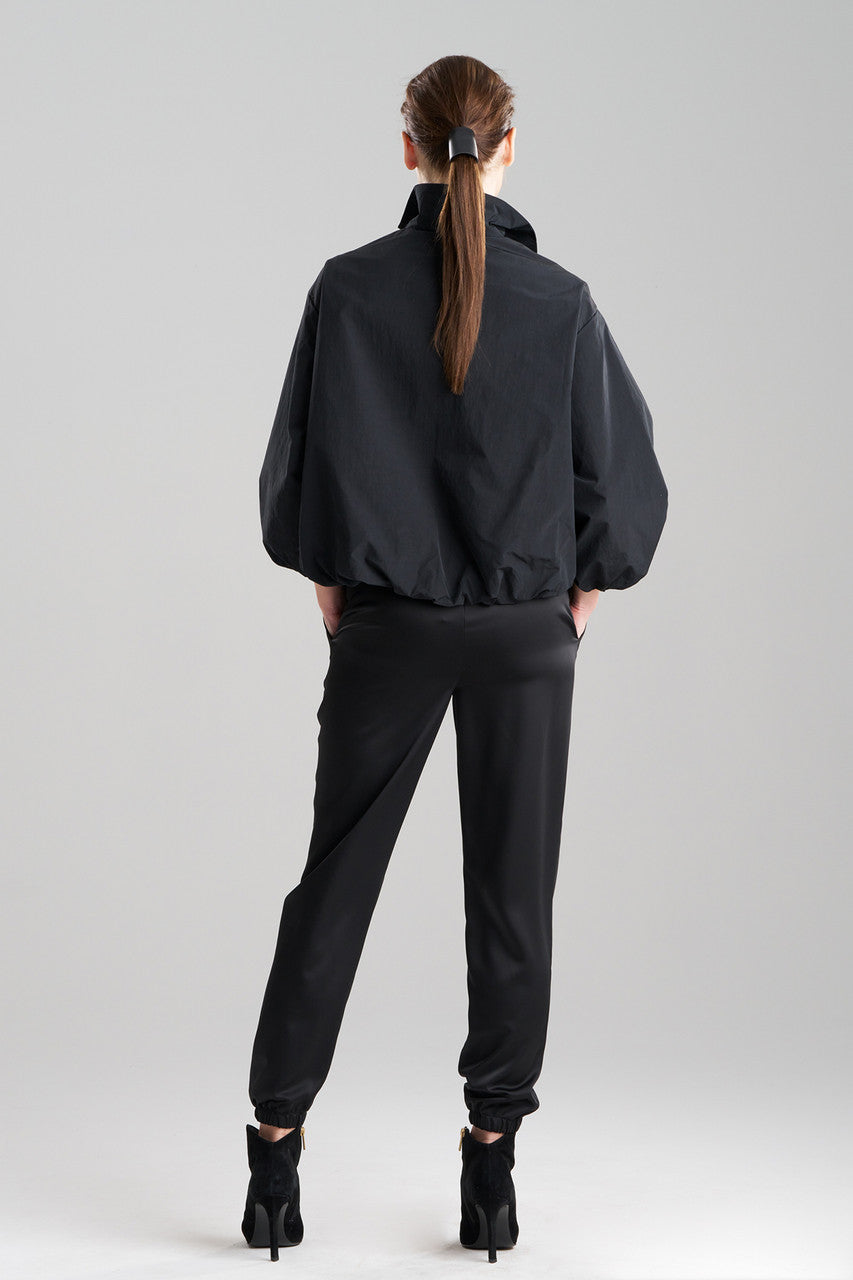 Buy Taffeta Embroidered Balloon Bomber Jacket in Black Online Black