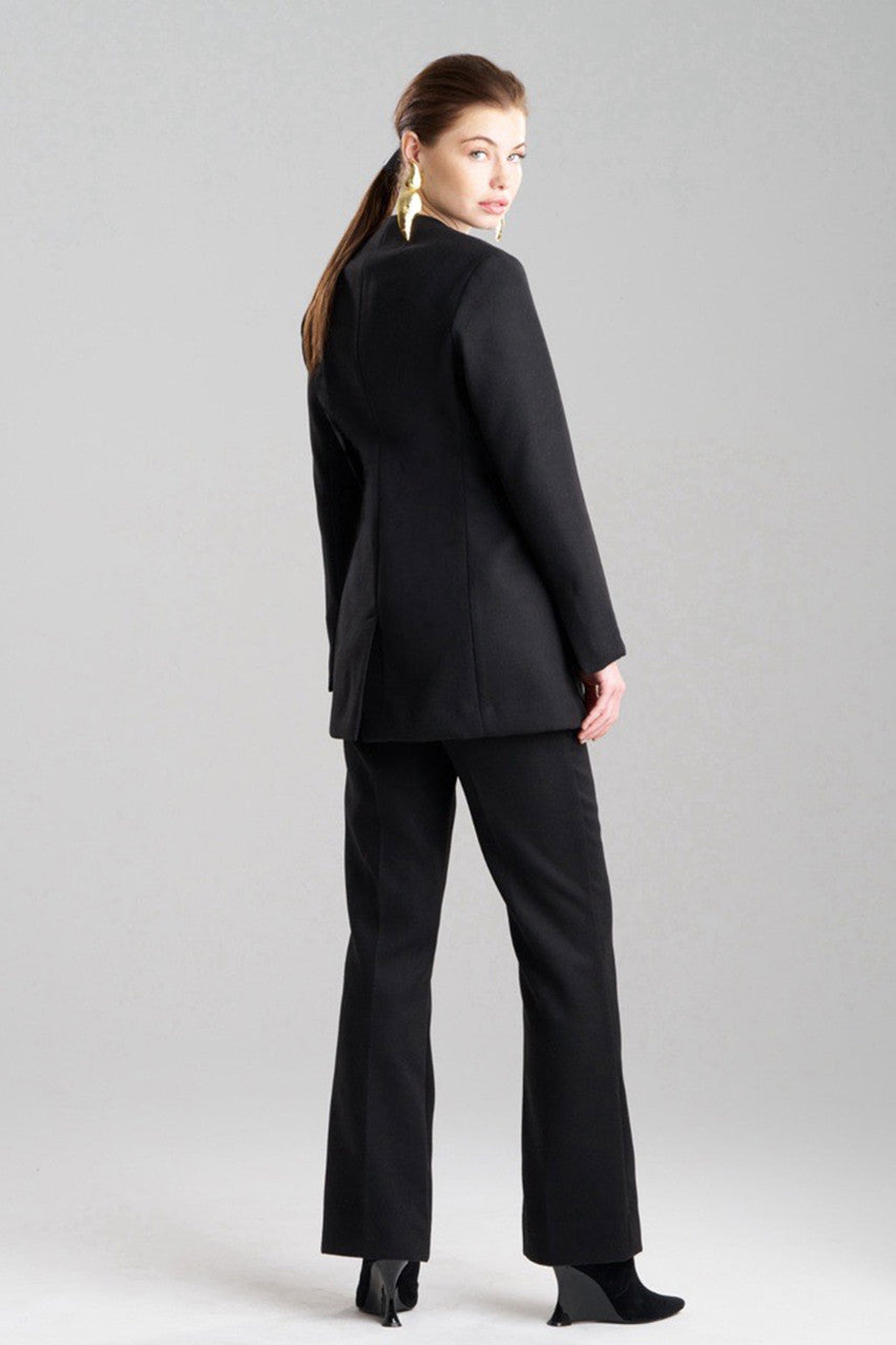 Buy Felt Embroidered Collarless Jacket in Black Online Black